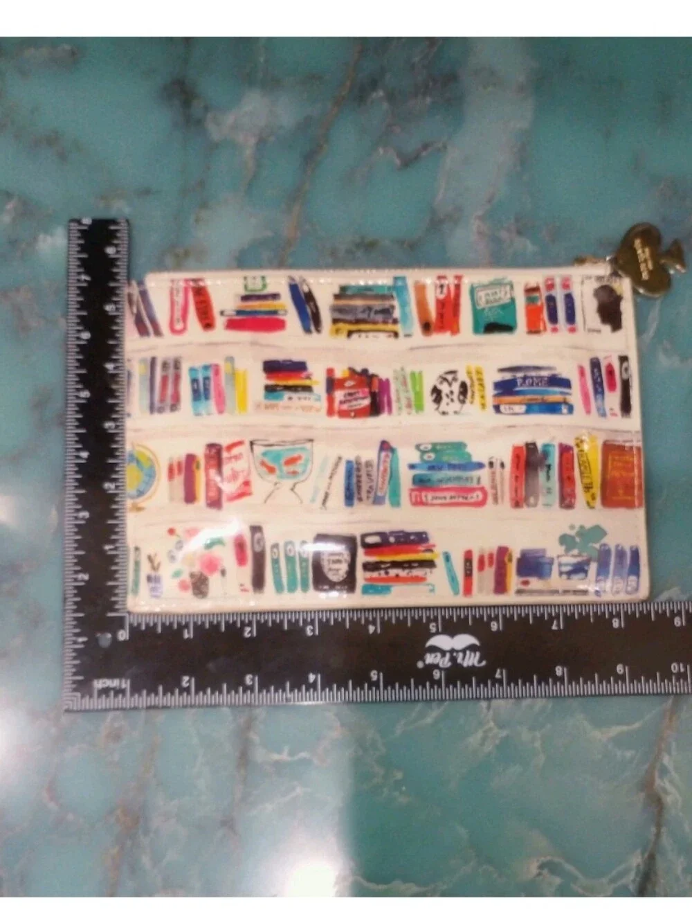 Kate Spade Bella Bookshelf Pencil Pouch Book Print Cosmetic Bag Accessories